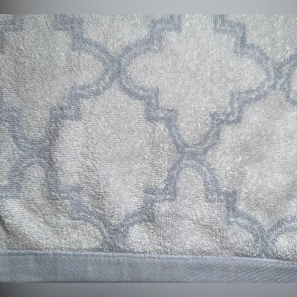 Garnet Hill 100% Cotton Aqua/White 2 Hand Towels.  Size 18”x30” Made In Brazil